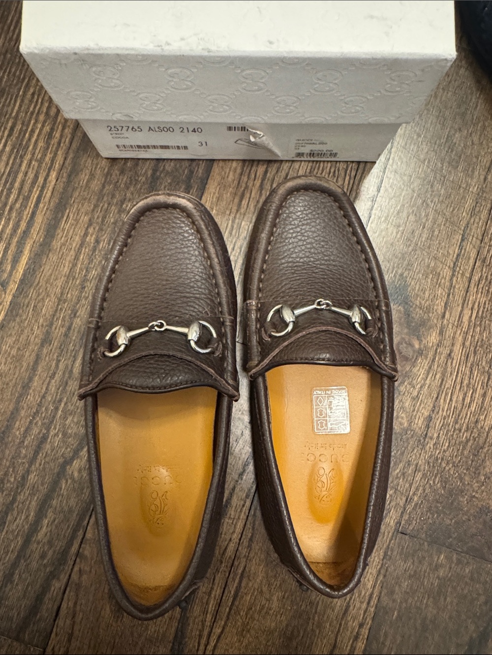 Gucci boys Brown Leather Horsebit Loafers
